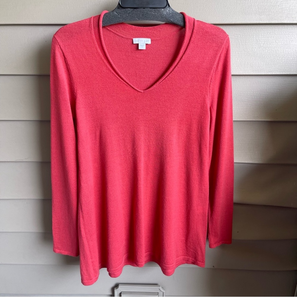 J. Jill Red Merino Wool‎ Long Sleeve Lightweight Sweater Women's Size Small